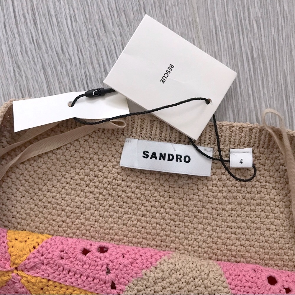 Sandro Muguette Crochet Halter Crop Top - Picture 7 of 8